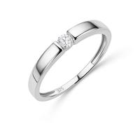 MIORE Bague Femme, Bague de Fiançailles avec Diamant 0.10Ct serti Tension en Or Blanc 9 Carats 375, Bague Solitaire, Alliance Femme, Bague Vrai or, Bijoux Femme Hypoallergéniques Fabriqués à La Main