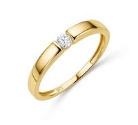 MIORE Bague Femme, Bague de Fiançailles avec Diamant 0.10Ct serti Tension en Or Jaune 9 Carats 375, Bague Solitaire, Alliance Femme, Bague Vrai or, Bijoux Femme Hypoallergéniques Fabriqués à La Main