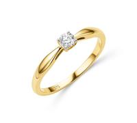MIORE Bague Femme, Bague de Fiançailles avec Diamant 0.15 Ct Serti Griffe, Bague Solitaire, Bague en Or Jaune 9 Carats 375, Bague Vrai or, Bijoux Femme Hypoallergéniques Fabriqués à La Main