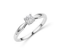 MIORE Bague Femme, Bague de Fiançailles avec Diamant 0.25 Ct Serti Griffe, Bague Solitaire, Bague en Or Blanc 9 Carats 375, Bague Vrai or, Bijoux Femme Hypoallergéniques Fabriqués à La Main
