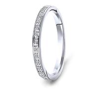 MIORE Bague Femme Bague étérnité avec Diamants 0.05 Ct en Or Blanc 9 Carat / 375 Or, Bijoux