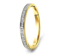 MIORE Bague Femme Bague étérnité avec Diamants 0.05 Ct en Or Jaune 9 Carat / 375 Or, Bijoux