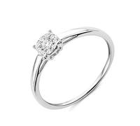 MIORE Bague Femmes Bague de Fiançailles avec Diamants en Or Blanc 9 Karat / 375 Or Diamants Brillants 0.10 Carat, Bijoux