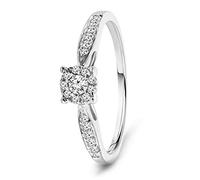 MIORE Bague pour Femmes Bague de Fiançailles avec Diamants 0.20 Ct en Or blanc 9 Carat / 375 Or, Bijoux avec Brillants