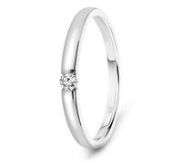 MIORE Bague pour Femmes Bague de Fiançailles Solitaire avec Diamant 0.05 Ct en Or blanc 8 Carat / 333 Or, Bijoux