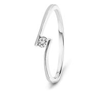 MIORE Bague pour Femmes Bague de Fiançailles Solitaire avec Diamant 0.05 Ct en Or blanc 9 Carat / 375 Or, Bijoux