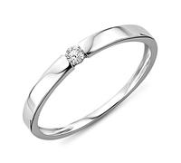 MIORE Bague pour Femmes Bague de Fiançailles Solitaire avec Diamant 0.05 Ct en Or blanc 9 Carat / 375 Or, Bijoux