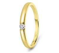 MIORE Bague pour Femmes Bague de Fiançailles Solitaire avec Diamant 0.05 Ct en Or jaune 8 Carat / 333 Or, Bijoux