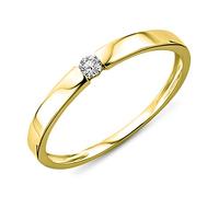 MIORE Bague pour Femmes Bague de Fiançailles Solitaire avec Diamant 0.05 Ct en Or jaune 9 Carat / 375 Or, Bijoux