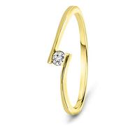 MIORE Bague pour Femmes Bague de Fiançailles Solitaire avec Diamant 0.05 Ct en Or jaune 9 Carat / 375 Or, Bijoux