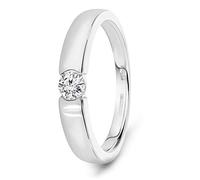 MIORE Bague pour Femmes Bague de Fiançailles Solitaire avec Diamant 0.13 Ct en Or blanc 14 Carat / 585 Or, Bijoux