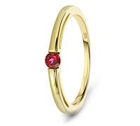 MIORE Bague pour Femmes Bague de Fiançailles Solitaire avec Pierre Précieuse Rubis rouge en Or Jaune 9 Carat / 375 Or, bijoux