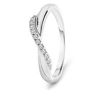 MIORE Bague pour Femmes Bague Infinity Infini avec Diamants 0.08 Ct en Or blanc 9 Carat / 375 Or, Bijoux avec Brillants