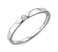 Miore - Bague Solitaire - Or blanc 9 cts - Diamant 0.05 cts - T58