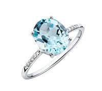 Miore - Bague Solitaire - Or blanc 9 cts - Topaze - T54 - M9085R4