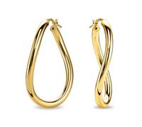 MIORE Bijoux Femme Fabriqués à la main en Italie, Boucles d'Oreilles Femme Argent Plaqué Or 18 carats, Boucles d'Oreilles Argent Goutte Diamètre 30 mm, Bijoux Hypoallergéniques