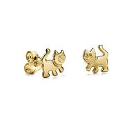 Miore Bijoux Pour Enfants Filles Clous d'Oreilles Chat Boucles d'Oreilles en Or Jaune 18 Carats / 750 Or
