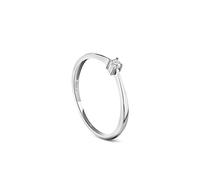 MIORE Bijoux pour Femmes Bague de Fiançailles avec Diamant Solitaire 0.05 Ct Bague en Or Blanc 9 Carats / 375 Or