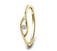 MIORE Bijoux pour Femmes Bague de Fiançailles avec Diamant Solitaire 0.05 Ct Bague en Or Jaune 9 Carats / 375 Or