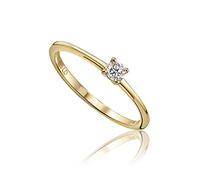 MIORE Bijoux pour Femmes Bague de Fiançailles Solitaire avec Diamant 0,10 Ct Bague Classique en Or Jaune 14 kt (585) Or