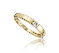 MIORE Bijoux pour Femmes Bague de Fiançailles Solitaire avec Diamant 0,10 Ct Bague Tension Classique en Or Jaune 9 kt (375) Or