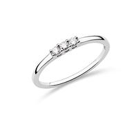 Miore Bijoux pour Femmes Bague de fiançailles Trilogie avec 3 Diamants Brillants 0.09 Ct Bague en Or Blanc 9 Carats / 375 Or