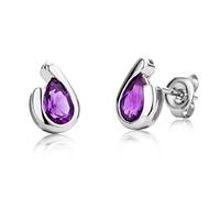Miore Bijoux pour Femmes Boucles d'Oreilles avec Pierre Gemme/Pierre Précieuse Améthyste violette 1.05 Ct Chaîne en Or Blanc 9 Carats / 375 Or