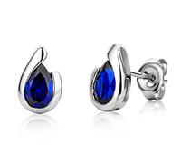 Miore Bijoux pour Femmes Boucles d'Oreilles avec Pierre Gemme/Pierre Précieuse Saphir bleu 1.10 Ct Chaîne en Or Blanc 9 Carats / 375 Or