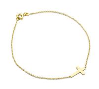 MIORE Bijoux pour Femmes Bracelet avec Croix Chaîne en Or Jaune 9 Carats / 375 Or, longueur 18 cm