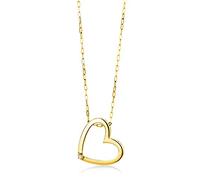 MIORE Bijoux pour Femmes Collier avec Pendentif Cœur avec Diamant 0.01 Ct Chaîne en Or Jaune 18 Carats / 750 Or