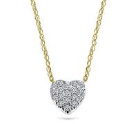 Miore Bijoux pour Femmes Collier avec Pendentif Cœur en Diamants sertis pavé 0.09 Ct Chaîne en Or Jaune 18 Carats / 750 Or