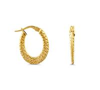 Miore Bijoux pour Femmes Créoles Brillantes ciselées en Or Jaune 9 carats/ 375 Or Boucles d'Oreilles 2x20mm