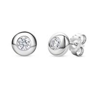 MIORE Boucles d’Oreilles Femme| Bijoux en Argent 925 Sterling |Clous d’Oreilles Solitaires avec Pierres de Zircones rondes |Studs 7 x7 mm | Bijoux Femme