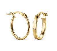 MIORE Boucles d’Oreilles Femme, Or Jaune 9 Carats(375), Creoles Or Femme, Créoles Epaisses 19 MM, Boucles d oreilles Anneaux, Fabriqué en Italie, Bijoux Femme Hypoallergéniques, Boite a Bijoux Incluse