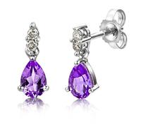 Miore Boucles d'Oreilles femme 375/1000 (9 carats) Quartz Améthyste et Lila
