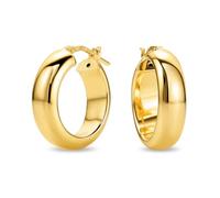 MIORE Boucles d'Oreilles Femme - Argent 925 Plaqué OR 18 Ct -Creoles Argent Femme, Créoles Plaqué Or, Boucles d Oreilles Anneaux 15 mm Diamètre, Bijoux Femme Hypoallergéniques Fabriqués Main en Italie