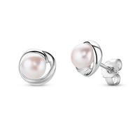 MIORE Boucles d'Oreilles Femme, Argent Sterling 925, Boucle d'Oreille Perle, Piercing Oreille avec Perles Blanches, Boucles d'Oreilles Argent, Bijoux Femme Hypoallergéniques, avec Boite a Bijoux