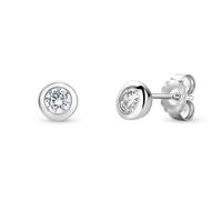 MIORE Boucles d'Oreilles Femme, Argent Sterling 925, Boucles d'Oreilles Argent et Zircons Taille Brillant, Piercing Oreille 6*6mm, Boucle d’Oreille Hypoallergénique, Bijoux Femme, Avec Boite a Bijoux
