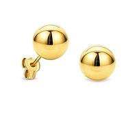 Miore Boucles d'Oreilles Femme, Clou d'Oreille en Or Jaune 750 18K, Boucle d'Oreille Boule, Piercing Oreille doré 7x7 mm, Boule en Or, Bijoux Femme hypoallergéniques