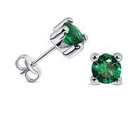 Miore Boucles d'Oreilles Femme Or - Clou d'Oreille en Or Blanc 9KT 375 Massif avec émeraude - Gemme Vert - Hypoallergénique - Piercing Pierre Précieuse Vert 5.5x5.5 mm - Livré avec Boîte à Bijoux