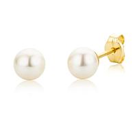 Miore - Boucles d'Oreilles Femme - Or Jaune 375/1000 (9 carats) - Perle d'eau douce - Beige - 5 - 5.5 mm