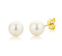 Miore - Boucles d'Oreilles Femme - Or Jaune 375/1000 (9 carats) - Perle d'eau douce - Blanc - 6.5 mm