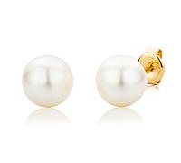 Miore - Boucles d'Oreilles Femme - Or Jaune 375/1000 (9 carats) - Perle d'eau douce - Doré - 8 mm