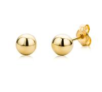MIORE Boucles d'Oreilles Femme, Or Jaune 9 Carats 375, Boucle d'Oreille Boule, Piercing Oreille 5X5MM, Boucles d'Oreilles Or, Bijoux Pour Femmes Hypoallergéniques, Bijoux Femme, Boite a Bijoux Incluse