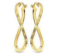 MIORE Boucles d'Oreilles Femme, Or Jaune 9 Carats (375), Boucles d Oreilles Pendantes, Créoles Torsadées Or en Forme Infini, Fabriqué en Italie, Bijoux Femme Hypoallergéniques, Boite a Bijoux Incluse