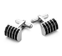 Miore - Boutons de Manchettes Homme - Acier Inoxydable - 16.7 gr - Email Noir