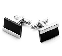 Miore - Boutons de Manchettes Homme - Acier Inoxydable - 9.2 gr - Onyx Noir
