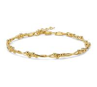 MIORE Bracelet Femme, Argent 925 Plaqué Or 18 Carats, Bracelet Argent Boules, Chaine de Main Réglable 18+3cm, Chaine Plaqué Or, Fabriqué en Italie, Bijoux Femme Hypoallergénique, Avec Boite a Bijoux