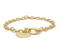 MIORE Bracelet Femme, Argent 925 Plaqué Or 18 Carats, Bracelet Charms Coeur, Chaine Argent et Pendentif Cœur, Chaine de Main 19cm, Fait en Italie, Bijoux Femme Hypoallergénique, Avec Boite a Bijoux