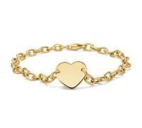 MIORE Bracelet Femme, Argent 925 Plaqué Or 18K, Bracelet Argent Cœur, Chaine de Main 19 cm, Chaîne Ancre et Pendentif Cœur, Fabriqué en Italie, Bijoux Femme Hypoallergéniques, Boite a Bijoux Incluse